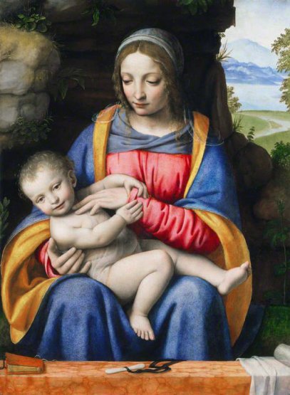 Mary and the Infant Jesus: images of the Nativity of Jesus Christ, by artist Bernardino Luini 1480-1532, Italy