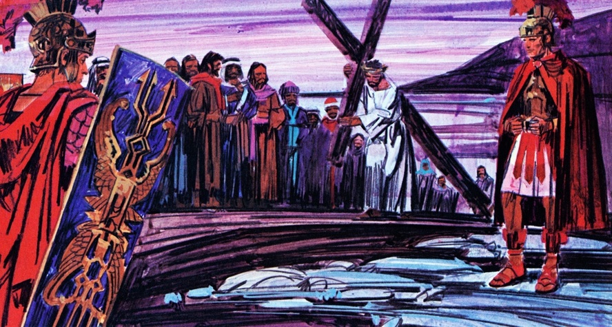 Artist is John William Walter, 20th Century, American illustrator. Images of the life of Jesus Christ. Bible story pictures.