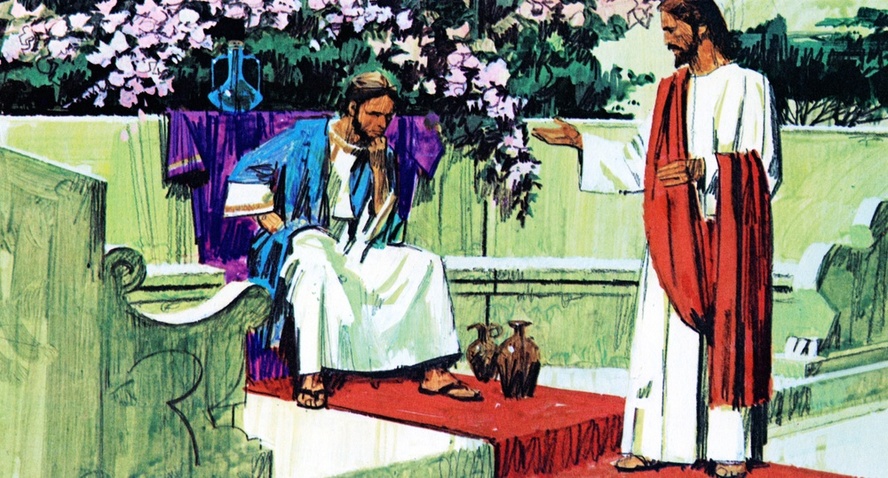 Artist is John William Walter, 20th Century, American illustrator. Images of the life of Jesus Christ. Bible story pictures.